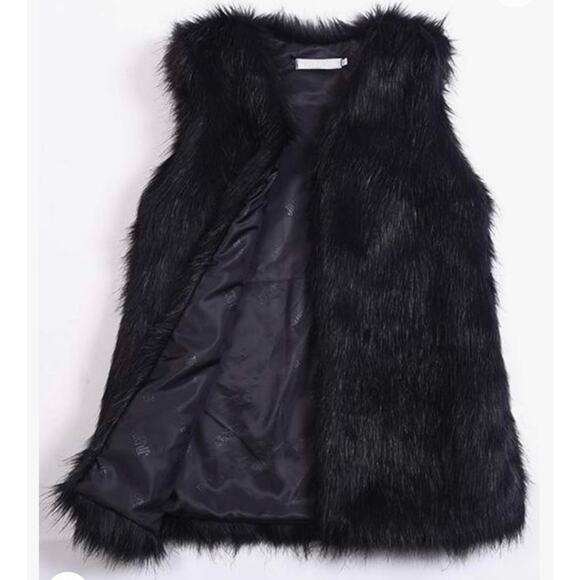 NWT Youhan Women's Faux Fur Vest Coat Sleeveless Jacket size xs - Picture 4 of 12